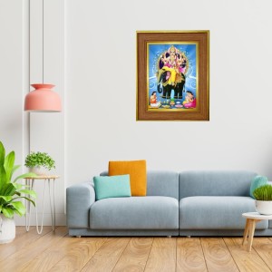 Lord Vishwakarma Photo Frame 10x14 Inches-Brown Wooden Frame For Home, Office & Temple Decoration And Gifting (F6383)