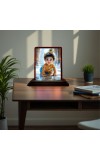 Car Desk/Table Top Lord Krishna Wooden Photo Stand 3x4 Inches, Compact & Stylish Spiritual Display For Car, Home & Office (Pack Of 1) (F14490)