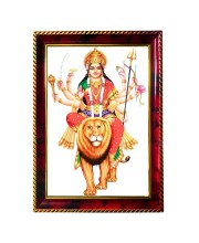 Durga Maa Photo Frame For Wall & Table | 7x9 Inch Golden Cherry Finish | Decorative Durga Maa Photo Frame For Home, Office & Pooja Room (F11565)