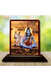 Car Desk/Table Top Lord Shiva Wooden Photo Stand 3x4 Inches, Compact & Stylish Spiritual Display For Car, Home & Office (Pack Of 1) (F14531)