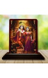 Car Desk/Table Top Lord Radha Krishna Wooden Photo Stand â€“ 3x4 Inches, Compact & Stylish Spiritual Display For Car, Home & Office (Pack Of 1) (F15125)