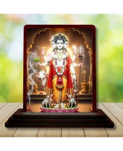 Car Desk/Table Top Lord Dattatreya Wooden Photo Stand 3x4 Inches, Compact & Stylish Spiritual Display For Car, Home & Office (Pack Of 1) (F14395)