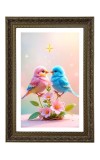 Two Pink And Blue Love Birds Big Photo Frame - 20x28 Inches For Home,Temple & Office Decoration (F10744)