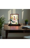 Car Desk/Table Top Lord Krishna Wooden Photo Stand 3x4 Inches, Compact & Stylish Spiritual Display For Car, Home & Office (Pack Of 1) (F14516)