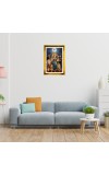 Mata Durga Golden Photo Frame - 10x14 Inches | Elegant Wooden Frame For Home, Office & Temple Decoration | Spiritual Wall & Table Decor and Gift Item
