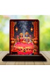 Car Desk/Table Top Radha Krishna Wooden Photo Stand 3x4 Inches, Compact & Stylish Spiritual Display For Car, Home & Office (Pack Of 1) (F14361)