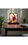 Car Desk/Table Top Lord Jesus Wooden Photo Stand 3x4 Inches, Compact & Stylish Spiritual Display For Car, Home & Office (Pack Of 1) (F14462)