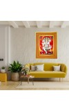 Five-faced Avataar Of Lord Hanuman Photo Frame 18x22 Inches-Brown Wooden Frame For Home, Office & Temple Decoration And Gifting (F6487)