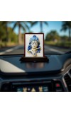 Car Desk/Table Top Lord Krishna Wooden Photo Stand 3x4 Inches, Compact & Stylish Spiritual Display For Car, Home & Office (Pack Of 1) (F14283)