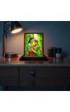 Car Desk/Table Top Radha Krishna Wooden Photo Stand 3x4 Inches, Compact & Stylish Spiritual Display For Car, Home & Office (Pack Of 1) (F14228)