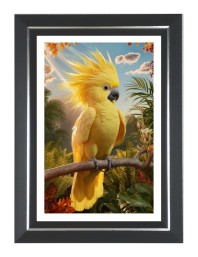 Yellow Cockatoo Photo Wall & Table Frame | 14x18 Inch Black Designer | Perfect For Gifting & Home Decor (F9620)