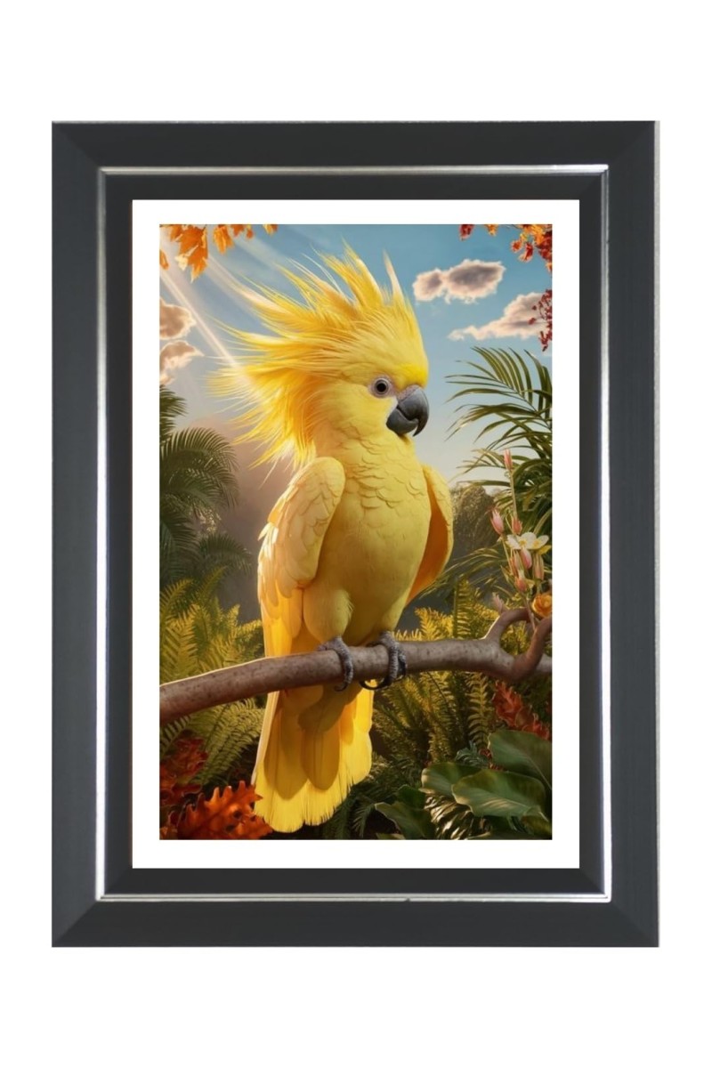 Yellow Cockatoo Photo Wall & Table Frame | 18x22 Inch Black Designer | Perfect For Gifting & Home Decor (F9620)