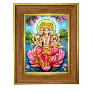 Panchmukhi Lakhsmi Photo Frame 18x22 Inches-Brown Wooden Frame For Home, Office & Temple Decoration And Gifting (F6414)