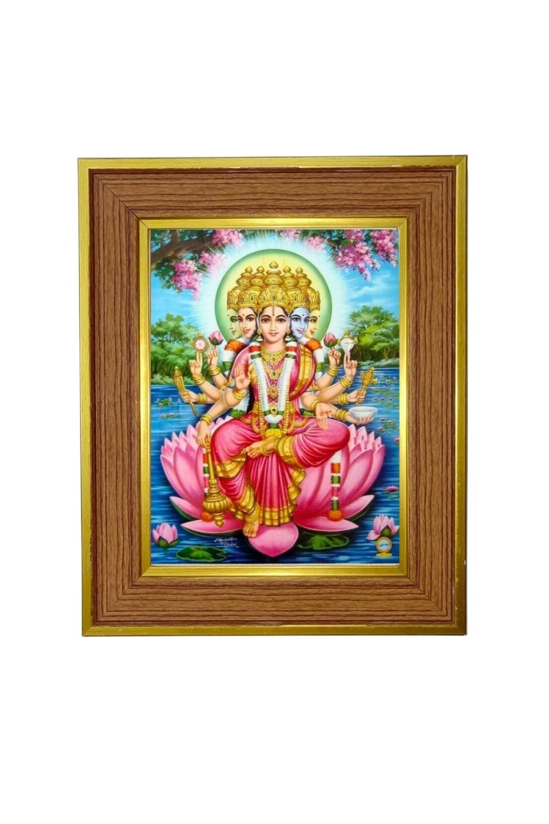 Panchmukhi Lakhsmi Photo Frame 12x16 Inches-Brown Wooden Frame For Home, Office & Temple Decoration And Gifting (F6414)