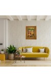 Goddess Lakhsmi And Ganesha Photo Frame 10x14 Inches-Brown Wooden Frame For Home, Office & Temple Decoration And Gifting (F6429)
