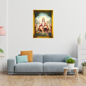 Lord Muruga Golden Photo Frame - 18x22 Inches | Elegant Wooden Frame For Home, Office & Temple Decoration | Spiritual Wall & Table Decor And Gift Item (F9545)