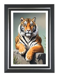 Tiger Photo Wall & Table Frame | 18x22 Inch Black Designer | Perfect For Gifting & Home Decor (F9639)