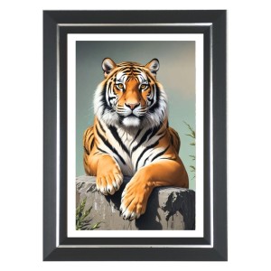 Tiger Photo Wall & Table Frame | 18x22 Inch Black Designer | Perfect For Gifting & Home Decor (F9639)