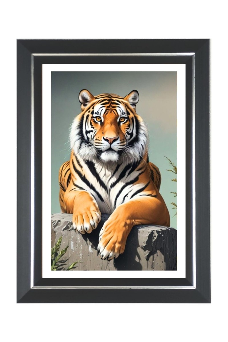 Tiger Photo Wall & Table Frame | 18x22 Inch Black Designer | Perfect For Gifting & Home Decor (F9639)