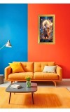 Lord Ganesh Digital Golden Color Photo Frame | Hindu Religious Wall Decor | 8x15 Inches - Inspirational Wall Art For Office, Home Decor - Ideal Spiritual Gift (F10357)