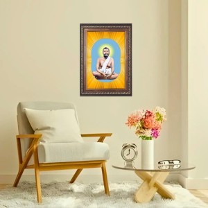 Sri Ramkrishna Spiritual Guru Digital Photo In Designer Frame, Size 8x12 Inch | Hindu Religious Picture For Home Temple, Office & Gift | Wall Art & Pooja Decor (F10473)