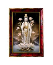 Kwan Yin Photo Frame For Wall & Table | 7x9 Inch Golden Cherry Finish | Decorative Kwan Yin Photo Frame For Home, Office & Pooja Room (F11851)