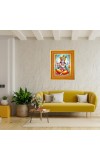 Little Krishna Photo Frame 10x14 Inches-Brown Wooden Frame For Home, Office & Temple Decoration And Gifting (F6495)
