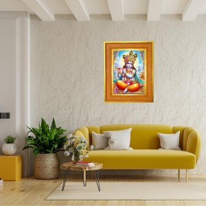 Little Krishna Photo Frame 10x14 Inches-Brown Wooden Frame For Home, Office & Temple Decoration And Gifting (F6495)