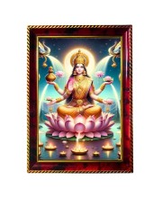 Goddess Laxmi Maa Photo Frame For Wall & Table | 7x9 Inch Golden Cherry Finish | Decorative Goddess Laxmi Maa Photo Frame For Home, Office & Pooja Room (F11330)