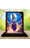 Car Desk/Table Top Lord Krishna Wooden Photo Stand 3x4 Inches, Compact & Stylish Spiritual Display For Car, Home & Office (Pack Of 1) (F14291)