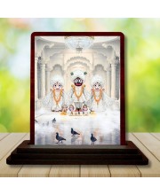 Car Desk/Table Top Lord Jagannath Wooden Photo Stand 3x4 Inches, Compact & Stylish Spiritual Display For Car, Home & Office (Pack Of 1) (F14597)