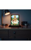 Car Desk/Table Top Goddess Saraswathi Wooden Photo Stand 3x4 Inches, Compact & Stylish Spiritual Display For Car, Home & Office (Pack Of 1) (F14648)
