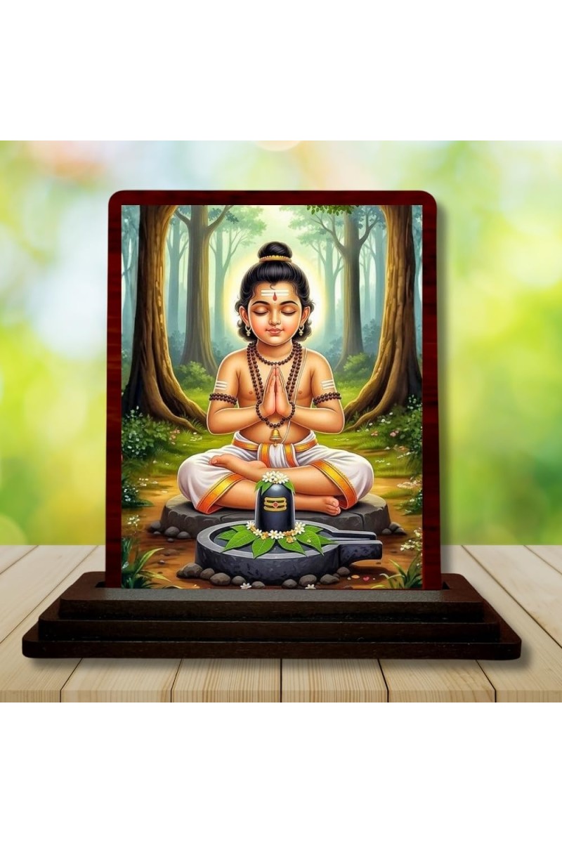 Car Desk/Table Top Lord Shiva Wooden Photo Stand â€“ 3x4 Inches, Compact & Stylish Spiritual Display For Car, Home & Office (Pack Of 1) (F15151)