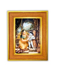 Yashoda And Baby Lord Krishna Photo Frame 12x16 Inches-Brown Wooden Frame For Home, Office & Temple Decoration And Gifting (F6475)