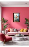 Goddess Saraswathi Photo Frame For Wall & Table | 7x9 Inch Golden Cherry Finish | Decorative Goddess Saraswathi Photo Frame For Home, Office & Pooja Room (F11801)