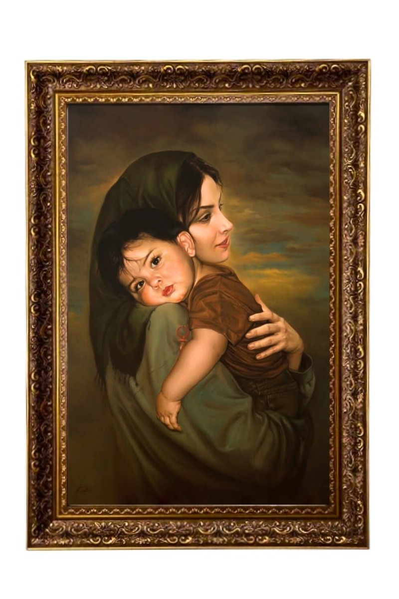 Mother & Child Big Photo Frame - 20x28 Inches For Home,Temple & Office Decoration (F11226)