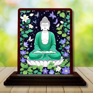 Car Desk/Table Top Lord Buddha Wooden Photo Stand 3x4 Inches, Compact & Stylish Spiritual Display For Car, Home & Office (Pack Of 1) (F14484) Car Desk/Table Top Lord Buddha Wooden Photo Stand 3x4 Inches, Compact & Stylish Spiritual Display For Car, Home & Office (Pack Of 1) (F14484)