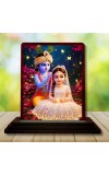 Car Desk/Table Top Radha Krishna Wooden Photo Stand 3x4 Inches, Compact & Stylish Spiritual Display For Car, Home & Office (Pack Of 1) (F14389)