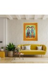 Lord Vishnu And Goddess Lakshmi Photo Frame 10x14 Inches-Brown Wooden Frame For Home, Office & Temple Decoration And Gifting (F6488)