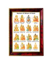 Names Of Wives Of Gods Photo Frame For Wall & Table | 7x9 Inch Golden Cherry Finish | Decorative Names Of Wives Of Gods Photo Frame For Home, Office & Pooja Room (F11770)