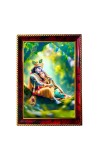 Cute Radha Krishna Photo Frame For Wall & Table | 7x9 Inch Golden Cherry Finish | Decorative Cute Radha Krishna Photo Frame For Home, Office & Pooja Room (F11518)