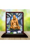 Car Desk/Table Top Swami Samarth Wooden Photo Stand 3x4 Inches, Compact & Stylish Spiritual Display For Car, Home & Office (Pack Of 1) (F14375)