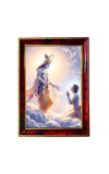 Krishna Arjuna Photo Frame For Wall & Table | 7x9 Inch Golden Cherry Finish | Decorative Krishna Arjuna Photo Frame For Home, Office & Pooja Room (F11471)