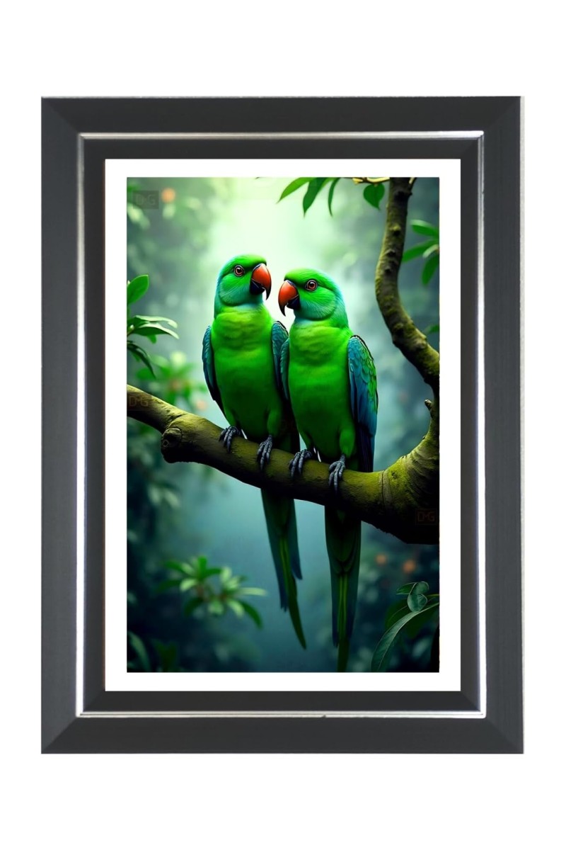 Parrots Photo Wall & Table Frame | 16x20 Inch Black Designer | Perfect For Gifting & Home Decor (F9637)
