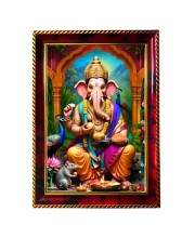 Lord Ganesha Photo Frame For Wall & Table | 7x9 Inch Golden Cherry Finish | Decorative Lord Ganesha Photo Frame For Home, Office & Pooja Room (F11405)