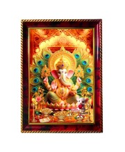 Lord Ganapathi Photo Frame For Wall & Table | 7x9 Inch Golden Cherry Finish | Decorative Lord Ganapathi Photo Frame For Home, Office & Pooja Room (F11480)