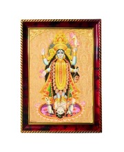 Kaali Ma Photo Frame For Wall & Table | 7x9 Inch Golden Cherry Finish | Decorative Kalika Ma Photo Frame For Home, Office & Pooja Room (F11596)