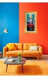 Lord Vishnu Digital Golden Color Photo Frame | Hindu Religious Wall Decor | 12x19 Inches - Inspirational Wall Art For Office, Home Decor - Ideal Spiritual Gift (F10398)