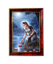 Indian Women Photo Frame For Wall & Table | 7x9 Inch Golden Cherry Finish | Decorative Indian Women Photo Frame For Home, Office & Pooja Room (F11660)