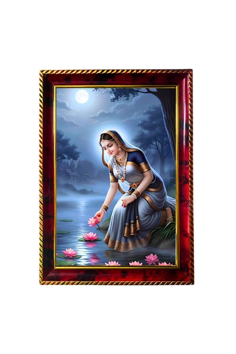 Indian Women Photo Frame For Wall & Table | 7x9 Inch Golden Cherry Finish | Decorative Indian Women Photo Frame For Home, Office & Pooja Room (F11660)